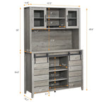 Vaisselier de cuisine rustique avec casier à vin - 15,7P x 47,2L x 69,6H