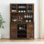 Vaisselier de cuisine rustique avec casier à vin - 15,7P x 47,2L x 69,6H