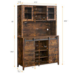 Vaisselier de cuisine rustique avec casier à vin - 15,7P x 47,2L x 69,6H