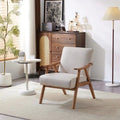 VINGLI Fauteuil de salon rembourré, style moderne rétro du milieu du siècle, fauteuil d'appoint en tissu avec structure en bois robuste