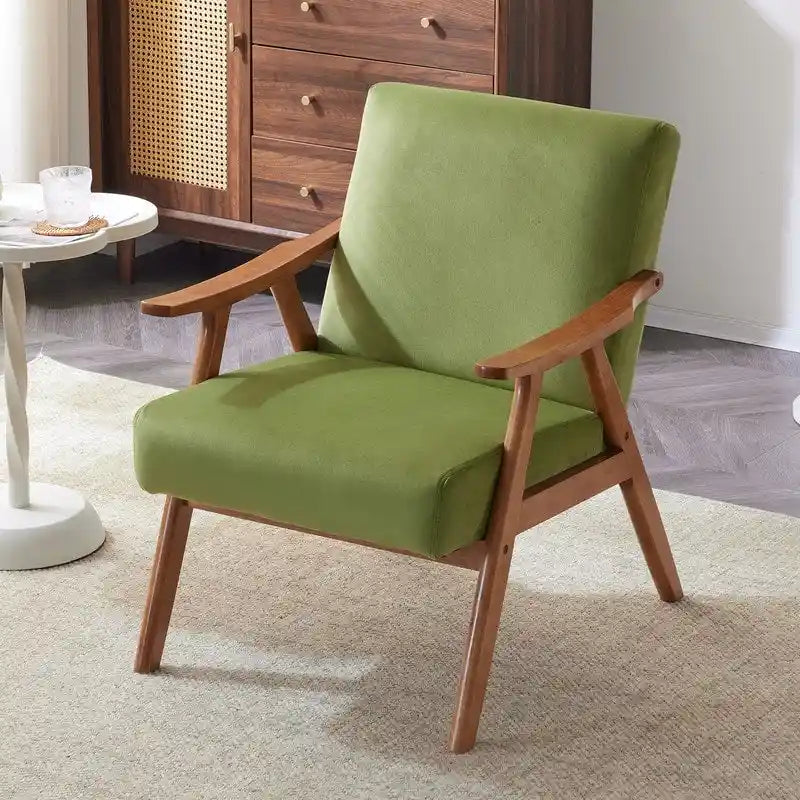 VINGLI Fauteuil de salon rembourré, style moderne rétro du milieu du siècle, fauteuil d'appoint en tissu avec structure en bois robuste