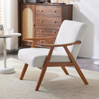 VINGLI Fauteuil de salon rembourré, style moderne rétro du milieu du siècle, fauteuil d'appoint en tissu avec structure en bois robuste