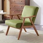 VINGLI Fauteuil de salon rembourré, style moderne rétro du milieu du siècle, fauteuil d'appoint en tissu avec structure en bois robuste