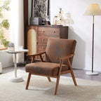 VINGLI Fauteuil de salon rembourré, style moderne rétro du milieu du siècle, fauteuil d'appoint en tissu avec structure en bois robuste