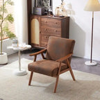 VINGLI Fauteuil de salon rembourré, style moderne rétro du milieu du siècle, fauteuil d'appoint en tissu avec structure en bois robuste