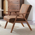 VINGLI Fauteuil de salon rembourré, style moderne rétro du milieu du siècle, fauteuil d'appoint en tissu avec structure en bois robuste