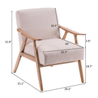 VINGLI Fauteuil de salon rembourré, style moderne rétro du milieu du siècle, fauteuil d'appoint en tissu avec structure en bois robuste