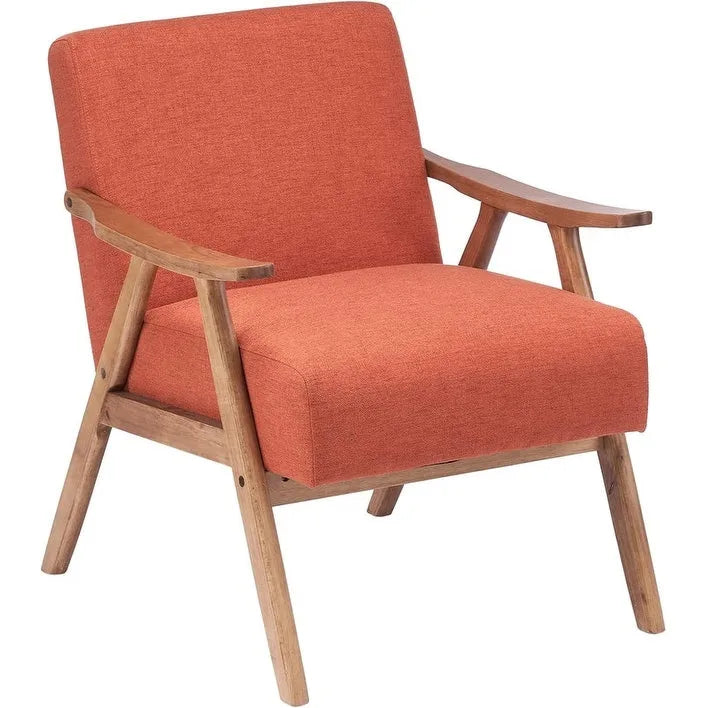 VINGLI Fauteuil de salon rembourré, style moderne rétro du milieu du siècle, fauteuil d'appoint en tissu avec structure en bois robuste