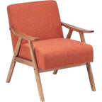 VINGLI Fauteuil de salon rembourré, style moderne rétro du milieu du siècle, fauteuil d'appoint en tissu avec structure en bois robuste