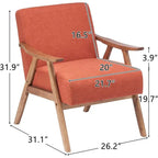 VINGLI Fauteuil de salon rembourré, style moderne rétro du milieu du siècle, fauteuil d'appoint en tissu avec structure en bois robuste