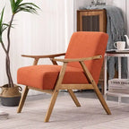 VINGLI Fauteuil de salon rembourré, style moderne rétro du milieu du siècle, fauteuil d'appoint en tissu avec structure en bois robuste