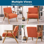 VINGLI Fauteuil de salon rembourré, style moderne rétro du milieu du siècle, fauteuil d'appoint en tissu avec structure en bois robuste