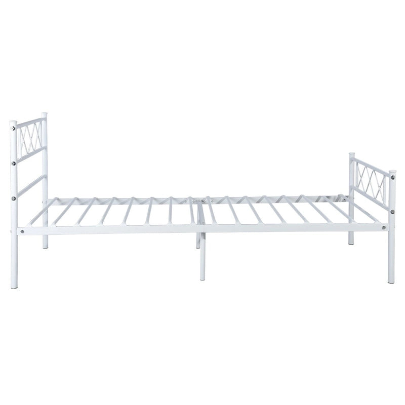 Cadre de lit en métal facile à assembler avec plateforme de matelas et tête de lit, rangement sous le lit, plusieurs coloris.