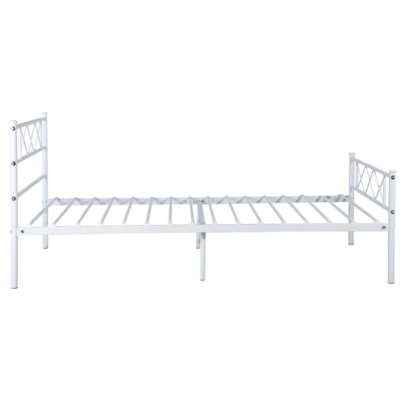 Cadre de lit en métal facile à assembler avec plateforme de matelas et tête de lit, rangement sous le lit, plusieurs coloris.
