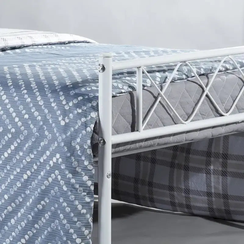 Cadre de lit en métal facile à assembler avec plateforme de matelas et tête de lit, rangement sous le lit, plusieurs coloris.