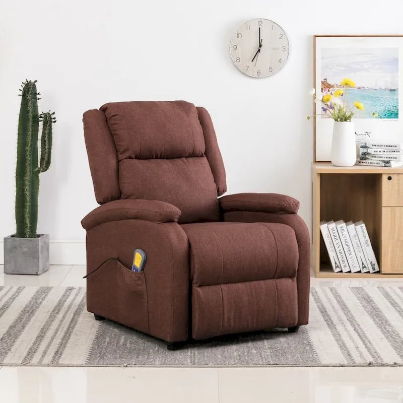  Massage Chair Brown Fabric - 71 x 92 x 96 cm