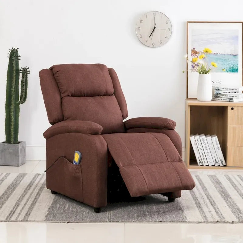 Fauteuil de massage en tissu marron - 71 x 92 x 96 cm