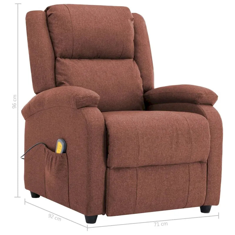 Fauteuil de massage en tissu marron - 71 x 92 x 96 cm
