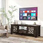 Meuble TV Rétro Gymax 55 avec Portes Miroir &