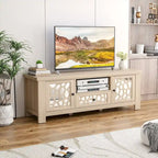 Meuble TV Rétro Gymax 55 avec Portes Miroir &