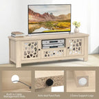 Meuble TV Rétro Gymax 55 avec Portes Miroir &