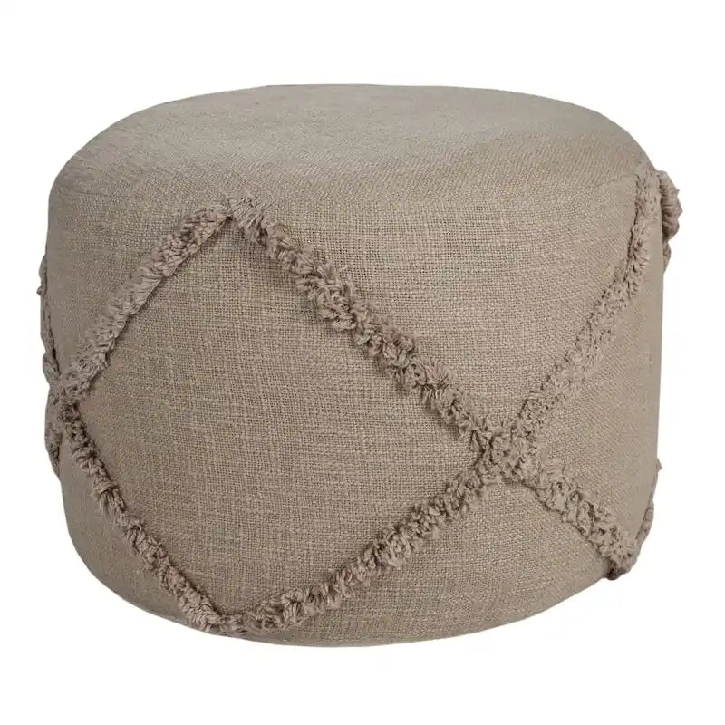 Repose-pieds rond pouf ottoman 18 marron à texture unie diamant