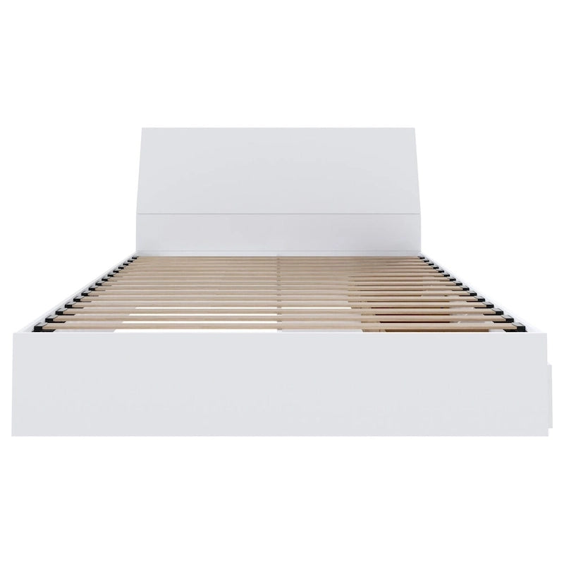 Lit coffre Nexera Paris avec tête de lit, blanc