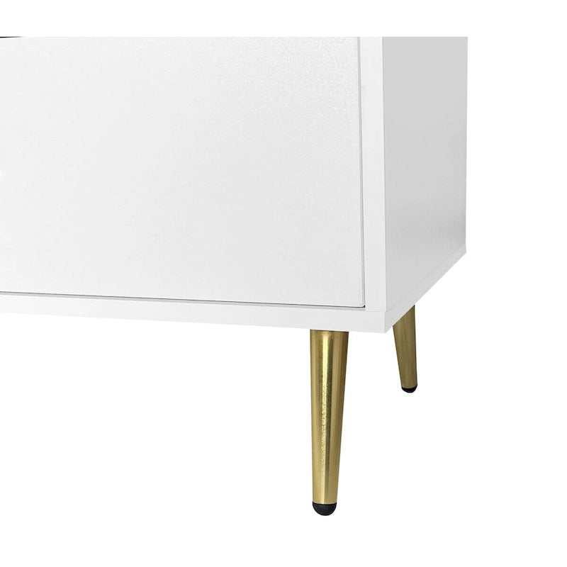 Commode à sept tiroirs avec poignées et pieds dorés