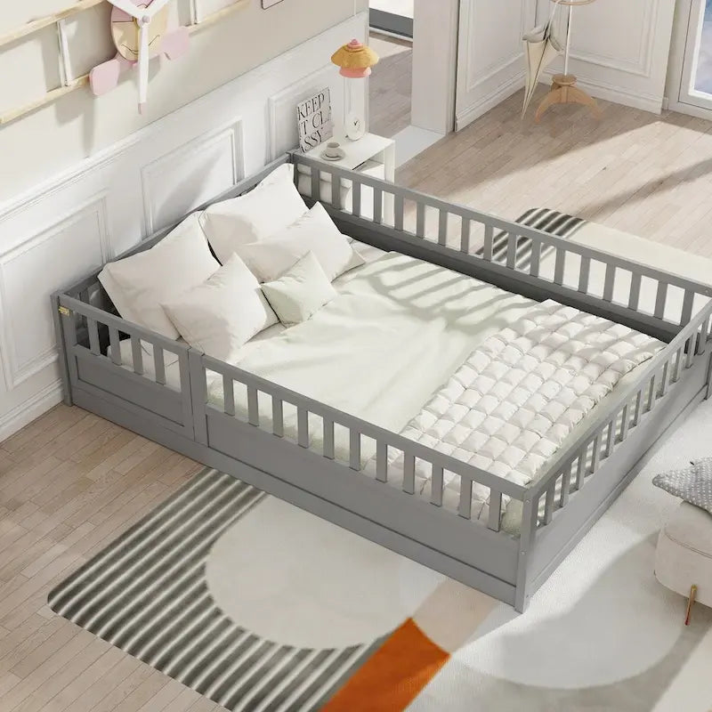 Lit de sol Montessori en bois pour enfant avec sommier à lattes