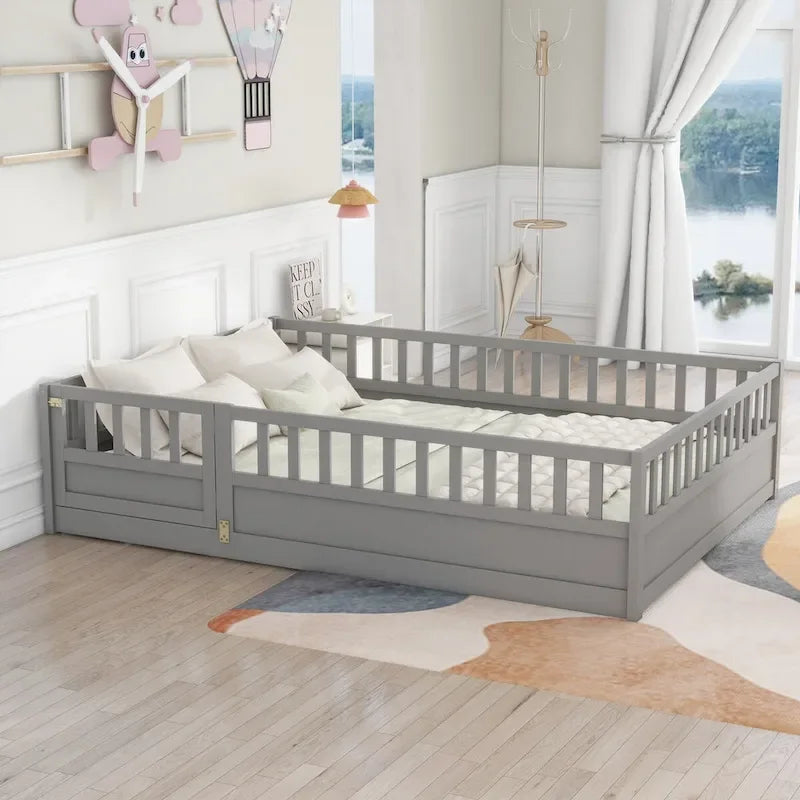 Lit de sol Montessori en bois pour enfant avec sommier à lattes