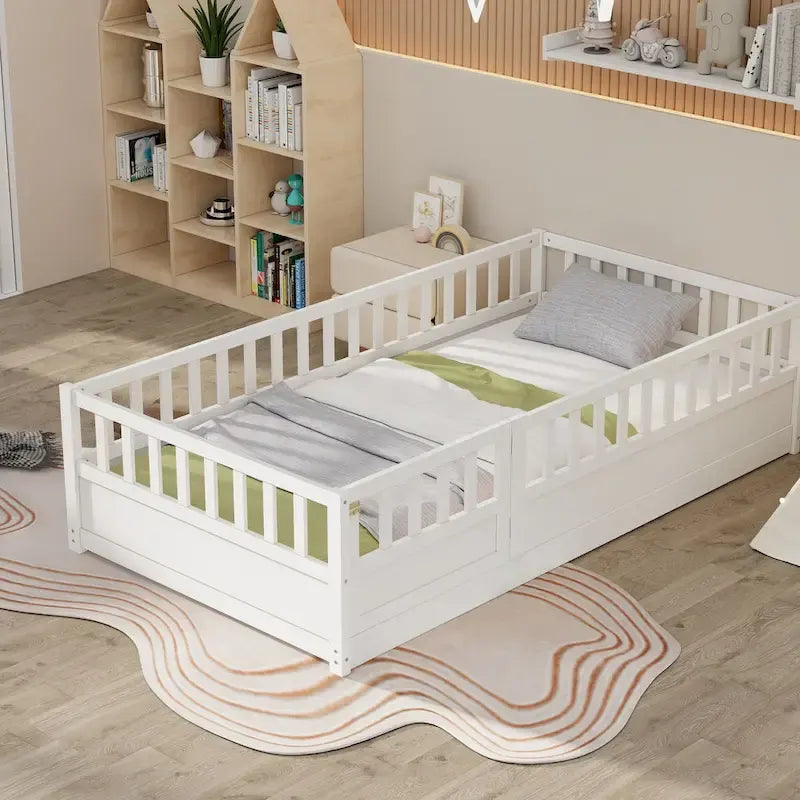 Lit de sol Montessori en bois pour enfant avec sommier à lattes