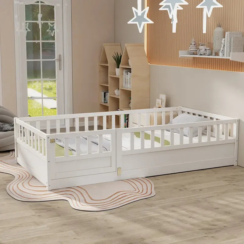 Lit de sol Montessori en bois pour enfant avec sommier à lattes