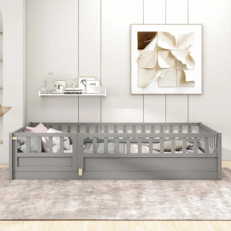 Lit de sol Montessori en bois pour enfant avec sommier à lattes