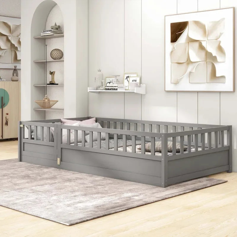 Lit de sol Montessori en bois pour enfant avec sommier à lattes