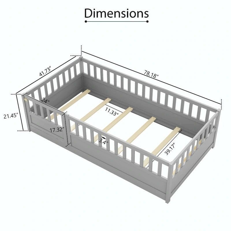 Lit de sol Montessori en bois pour enfant avec sommier à lattes