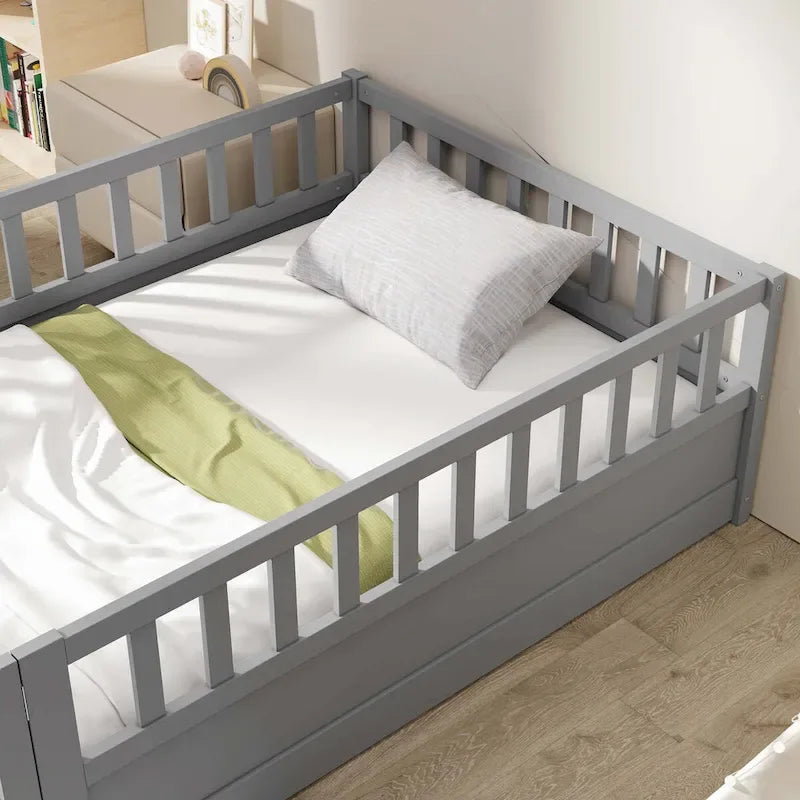 Lit de sol Montessori en bois pour enfant avec sommier à lattes