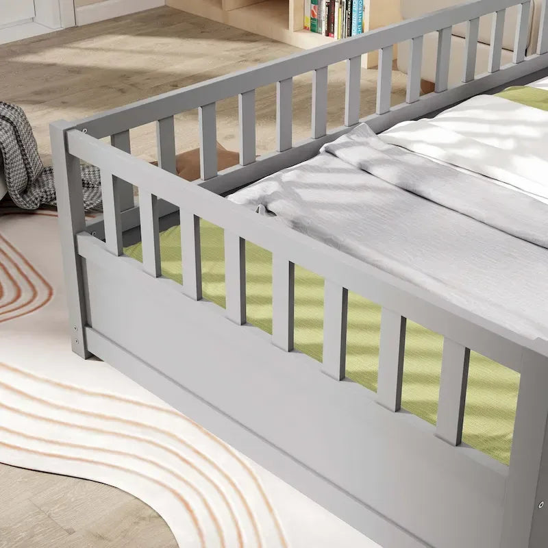 Lit de sol Montessori en bois pour enfant avec sommier à lattes
