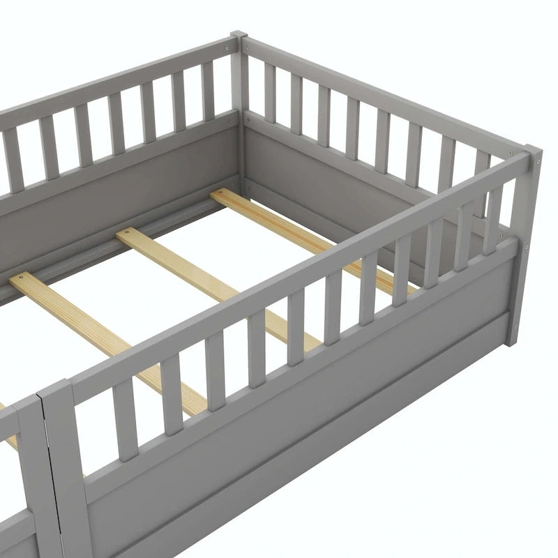 Lit de sol Montessori en bois pour enfant avec sommier à lattes