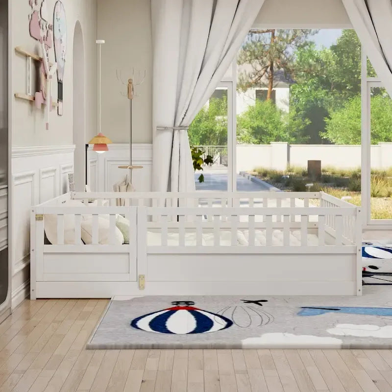 Lit de sol Montessori en bois pour enfant avec sommier à lattes