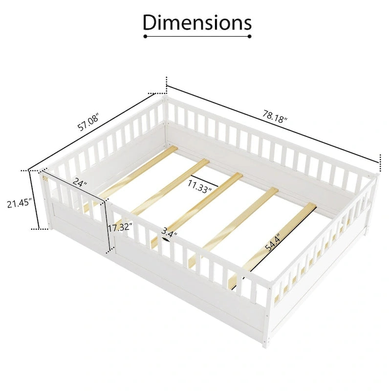 Lit de sol Montessori en bois pour enfant avec sommier à lattes