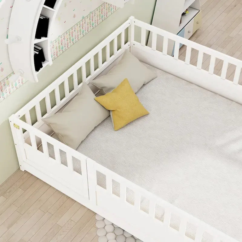 Lit de sol Montessori en bois pour enfant avec sommier à lattes