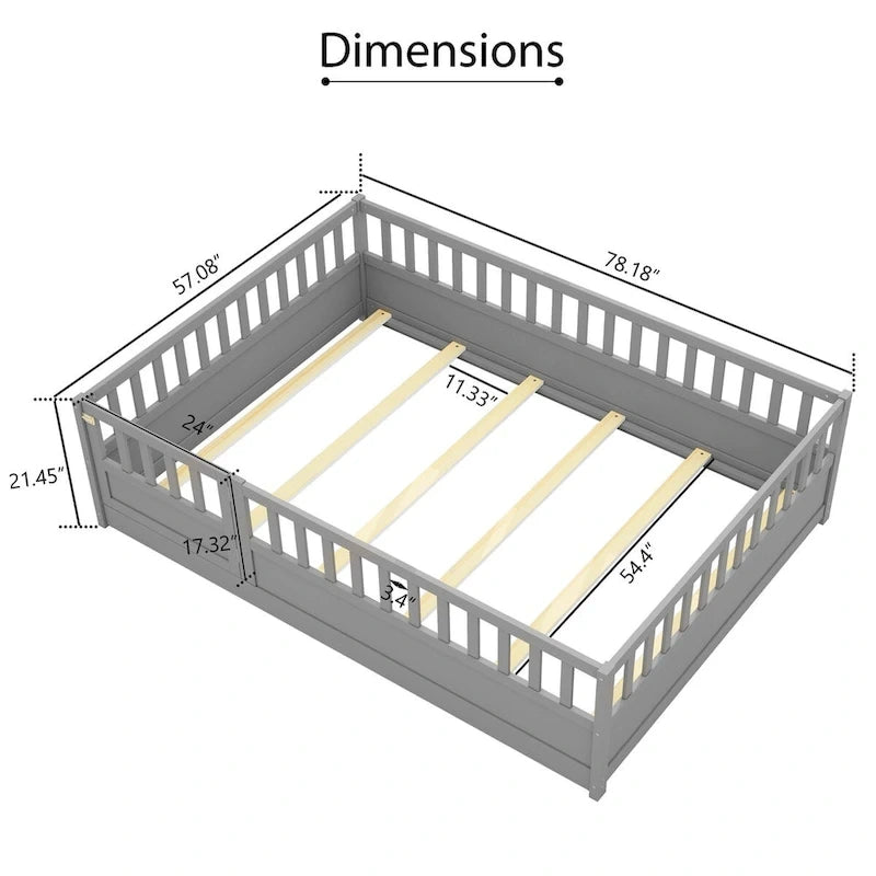 Lit de sol Montessori en bois pour enfant avec sommier à lattes
