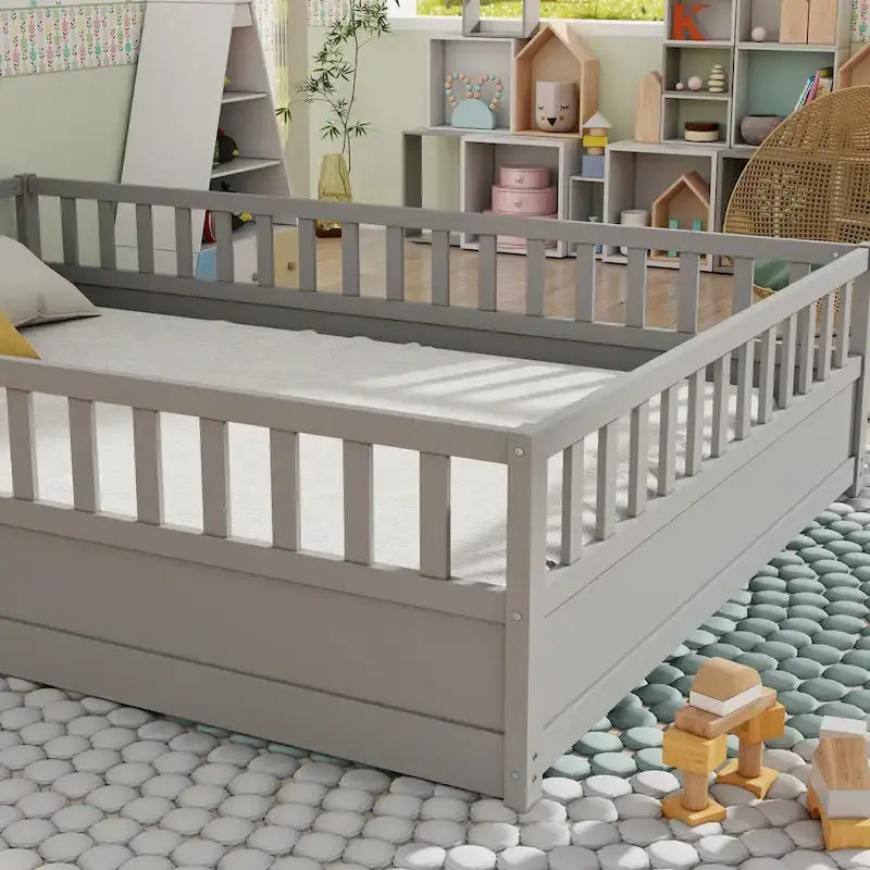 Lit de sol Montessori en bois pour enfant avec sommier à lattes
