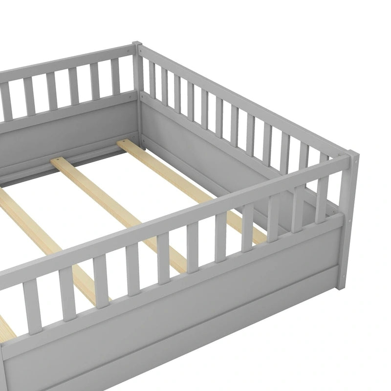 Lit de sol Montessori en bois pour enfant avec sommier à lattes