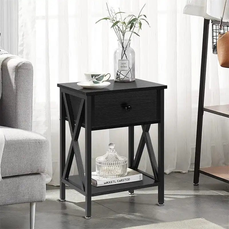 Tables de chevet modernes (lot de 2) - Noir intense