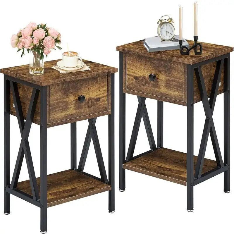 Tables de chevet modernes (lot de 2) - Noir intense
