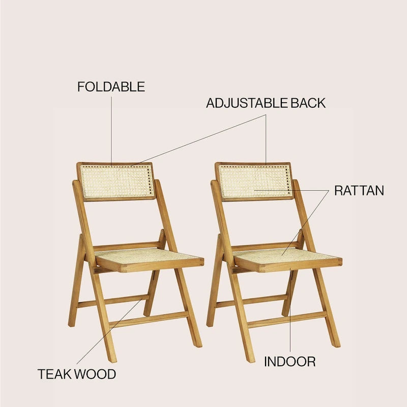 Chaise pliante en rotin du milieu du siècle