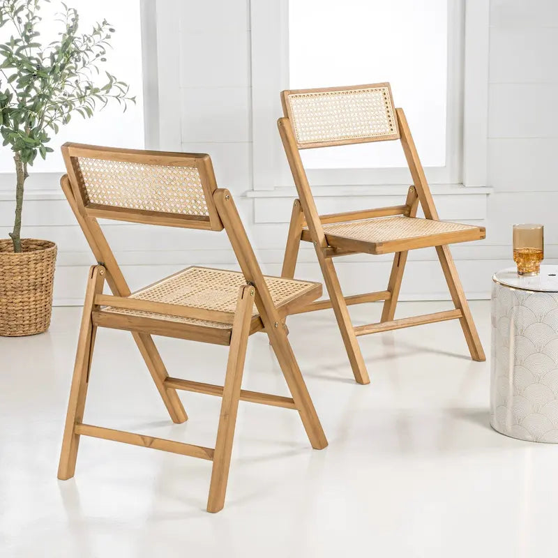 Chaise pliante en rotin du milieu du siècle