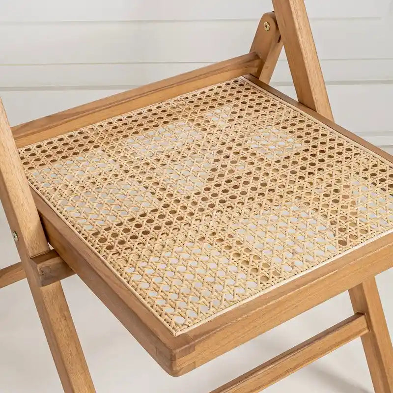 Chaise pliante en rotin du milieu du siècle