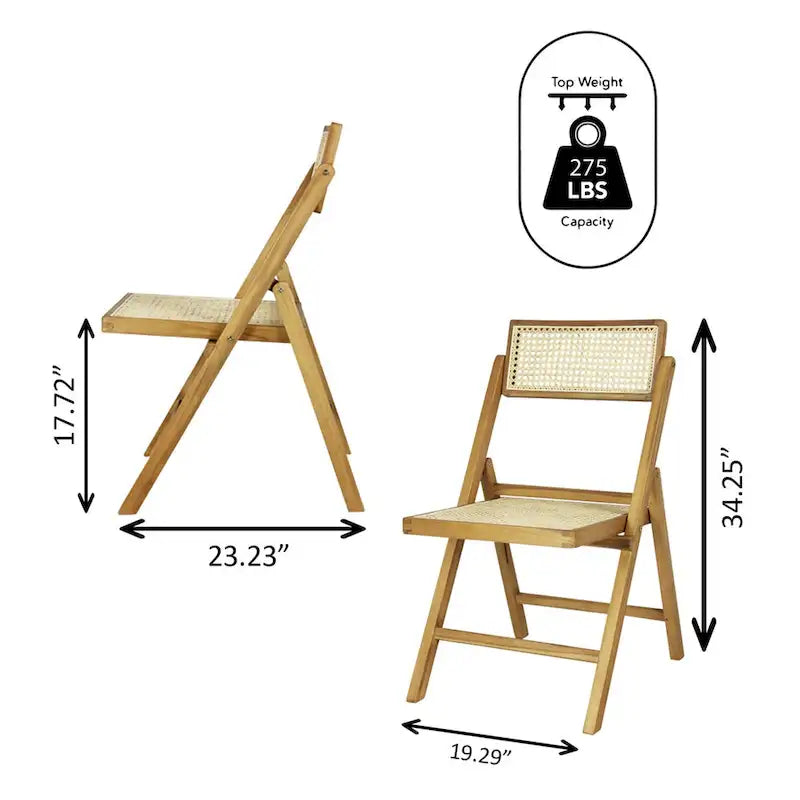Chaise pliante en rotin du milieu du siècle
